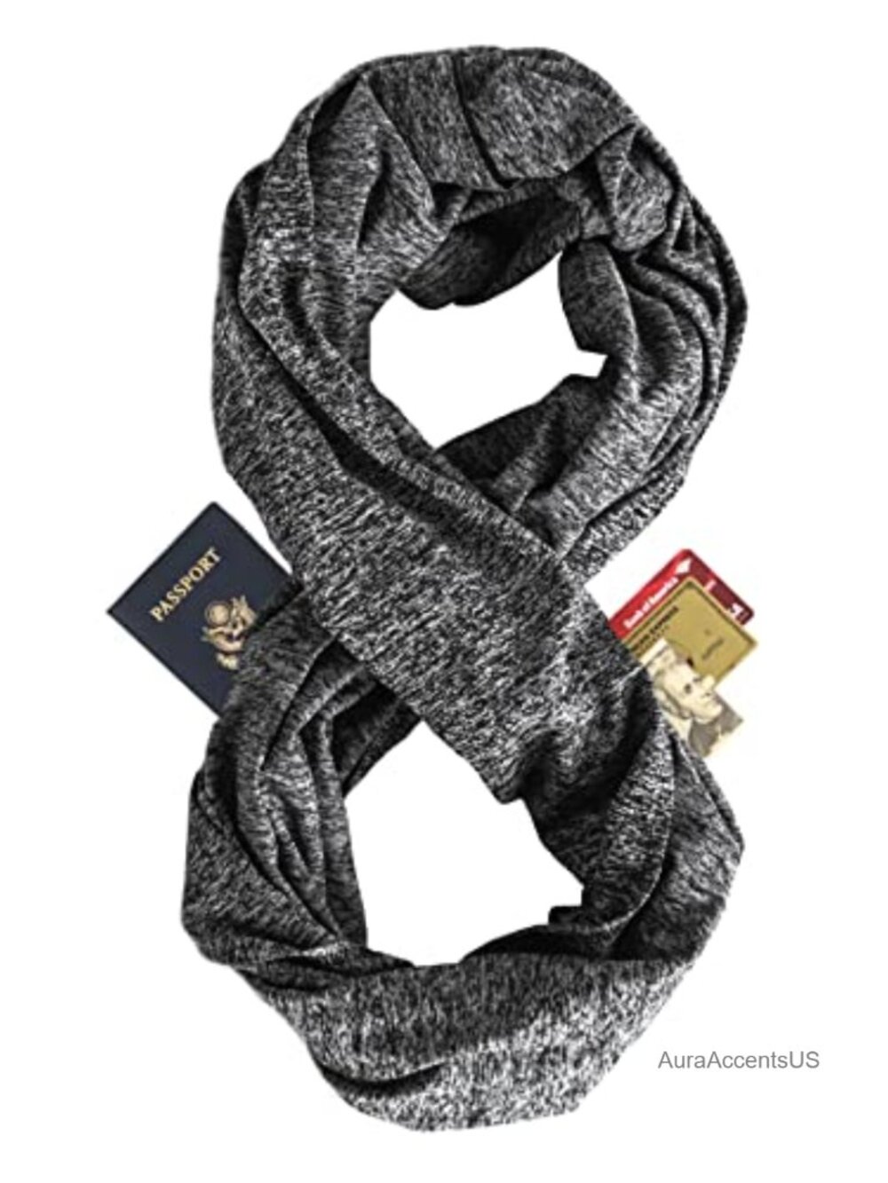 Travel Infinity Scarf Loop with Hidden Zipper Pockets for Passport, Phone,